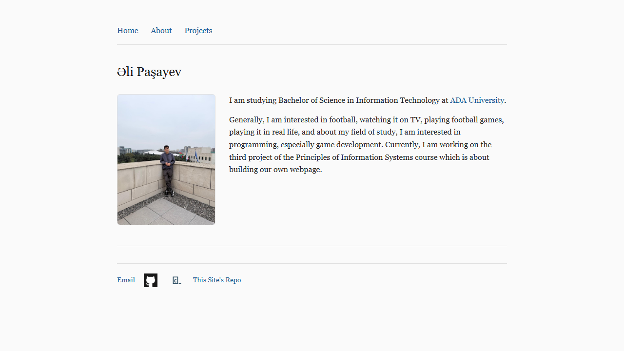 Ali Pashayev personal website homepage