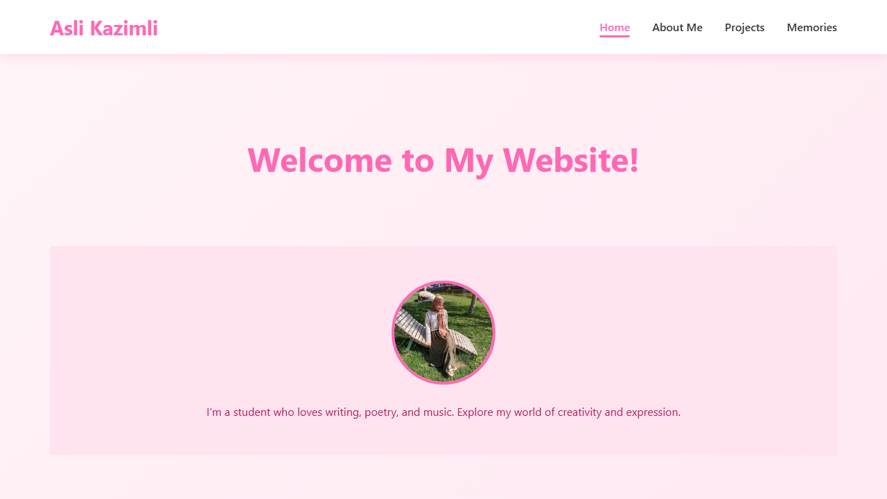 Asli Kazimli personal website homepage