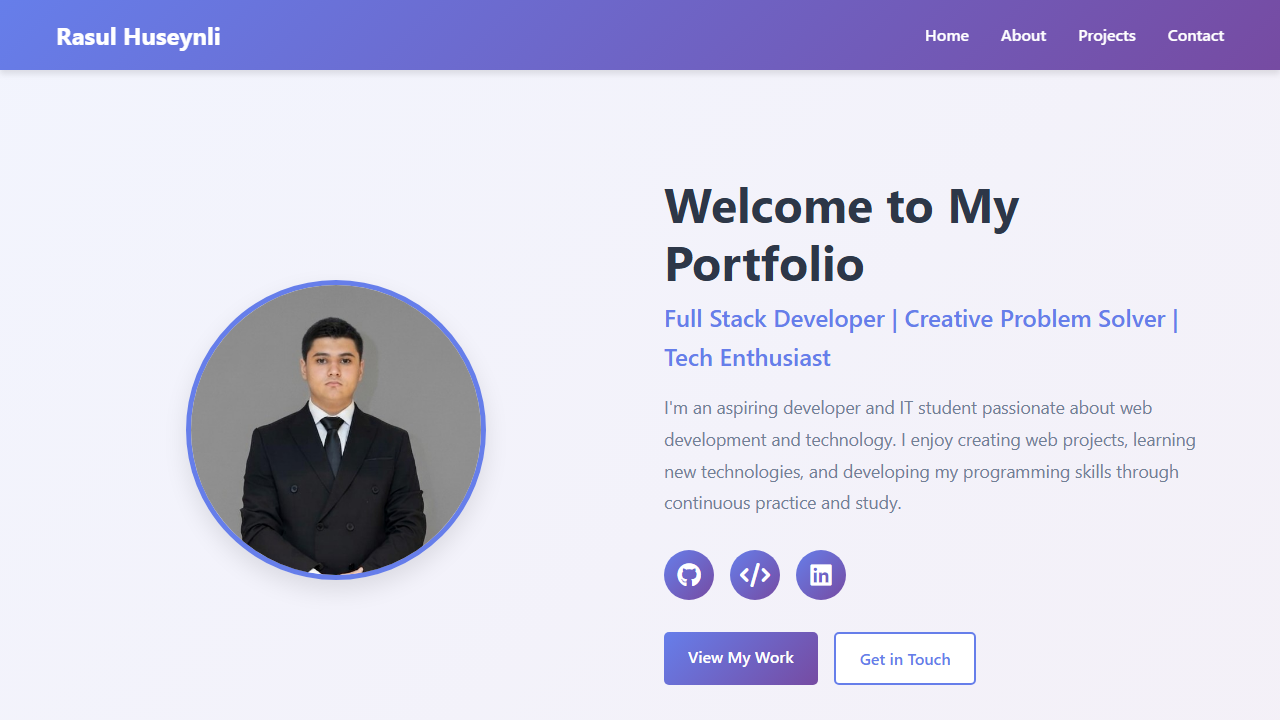 Rasul Huseynli personal website homepage